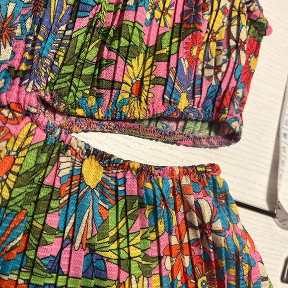 ZARA Floral Cut Out Pleated Dress Size Small - Picture 7 of 11